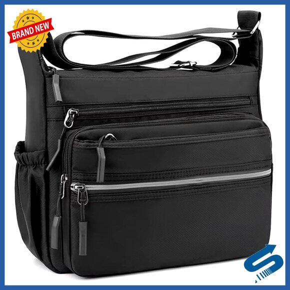 Waterproof Nylon Crossbody Bag Multi-Pocket Messenger Satchel Lightweight Travel